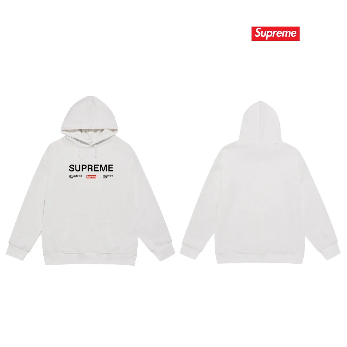 Style No. S2075 #terry P160💰 Velvet P170💰 Supreme Week 1 Est. 1994 Tee letter print hooded sweatshirt Made of 400g large terry 430g silver fox velvet (drop shoulder large version) fabric, soft texture and no pilling Imported environmentally friendly printing glue The pattern is bright and three-dimensional Quality 💥Same style for men and women The upper body is trendy Color: black white gray Size: S M L XL XXL