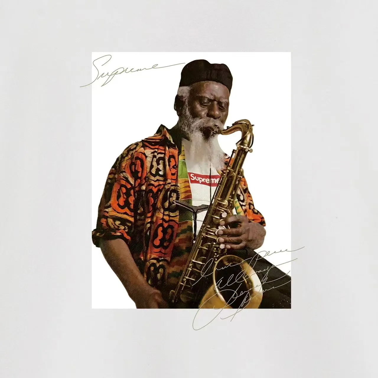 Style No. S2034 #terry P160💰 Velvet P170💰 Supreme Pharoah Sanders Tee Saxophone character avatar hooded sweatshirt Made of 400g large terry 430g silver fox velvet (drop shoulder large version) fabric, soft texture and no pilling Imported environmentally friendly printing glue The pattern is bright and three-dimensional Quality 💥Same style for men and women The upper body is trendy Color: black white gray Size: S M L XL XXL