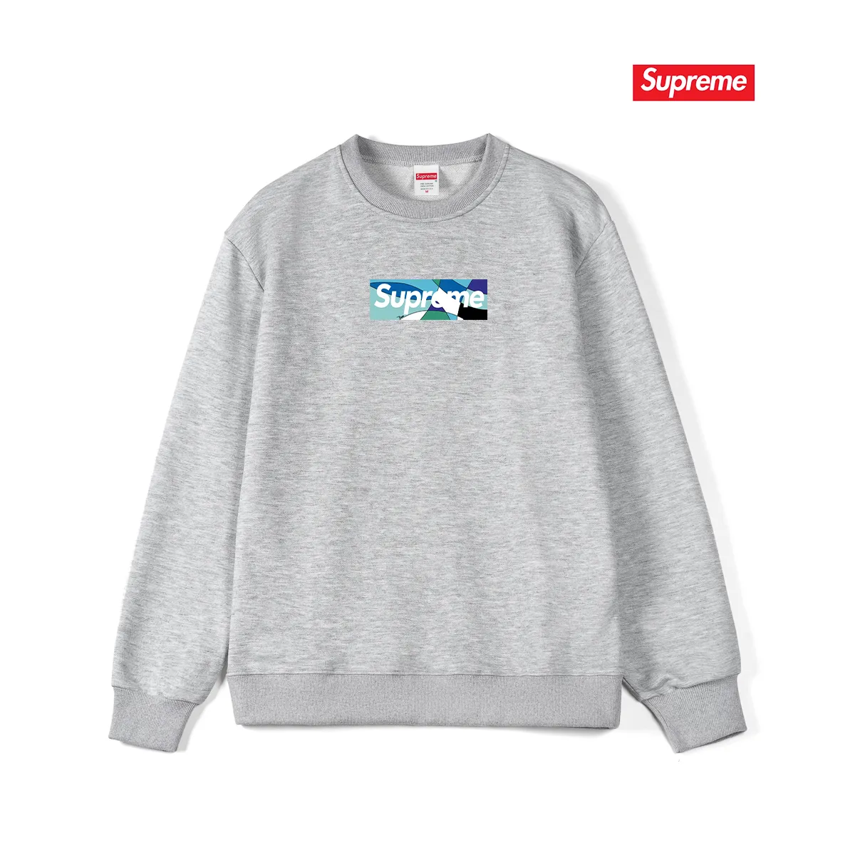 Style No. S1074 #terry p150💰 Velvet 160💰 Supreme Week 16 x Emilio Pucci joint model Box Logo Tee Logo printed round neck sweatshirt Made of 400 grams of large terry (off-shoulder large version) fabric, soft texture and no pilling Imported environmentally friendly printing glue The pattern is bright and three-dimensional Quality 💥Same style for men and women The upper body is trendy Color: black white gray Size: S M L XL XXL