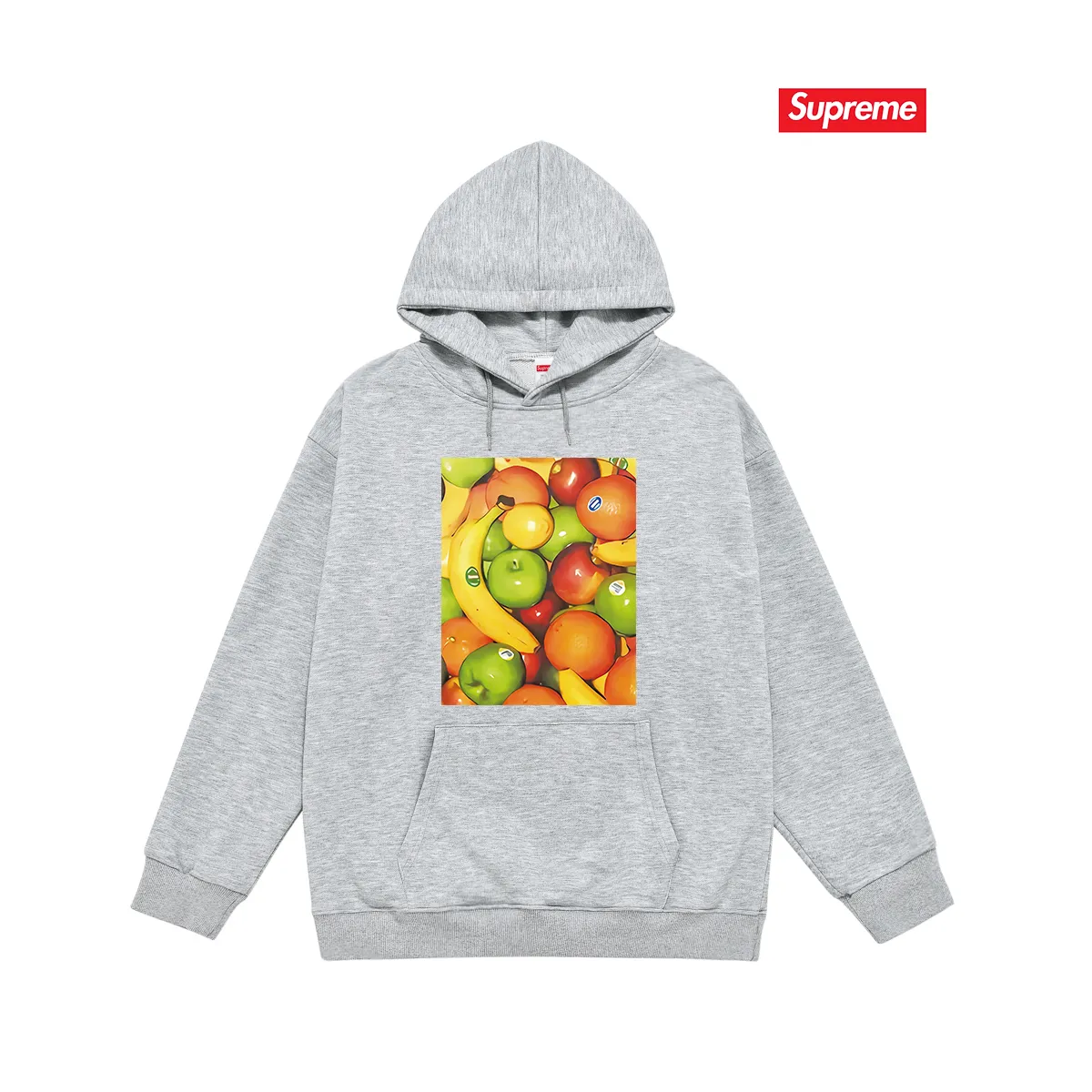Style number S2032 #terry P160💰 Velvet P170💰 Supreme SS19 Fruit Tee Navy fruit print hooded sweatshirt Made of 400g large terry 430g silver fox velvet (drop shoulder large version) fabric, soft texture and no pilling Imported environmentally friendly printing glue The pattern is bright and three-dimensional Quality 💥Same style for men and women The upper body is trendy Color: black white gray Size: S M L XL XXL