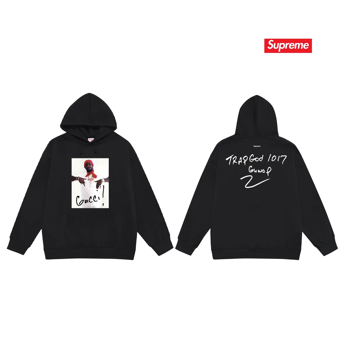 Style No. S2199 #terry P160💰 Velvet P170💰 SUP FW16 Kuci Mane Tee White character hooded sweatshirt Made of 400g large terry 430g silver fox velvet (off-shoulder large version) fabric, soft texture and no pilling Imported environmentally friendly printing glue The pattern is bright and three-dimensional Quality 💥Same style for men and women The upper body is trendy Color: black white gray Size: S M L XL XXL