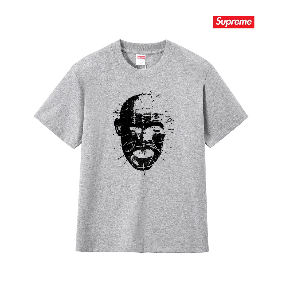 S214 P110💰 sup street style fierce ghost chasing soul trendy short sleeve black and white couple short sleeve loose version. Made of 260 grams of combed cotton double yarn. From fabrics to accessories, all three standards are complete and ZP. Imported Matsui company slurry printing will never crack. The whole piece adopts three-needle five-thread technology. The neckline-shoulder seam-sleeve seam is double-lined, which looks more three-dimensional and textured.) The same process as the original version, classic version Feel free to compare zp. The whole piece adopts three-needle five-thread craftsmanship (neckline-shoulder seam-sleeve seam double thread, which looks more three-dimensional and textured). It has the same craftsmanship as the original original, classic version. Color: black, white, light gray, pink, navy. Size: S M L XL XXL