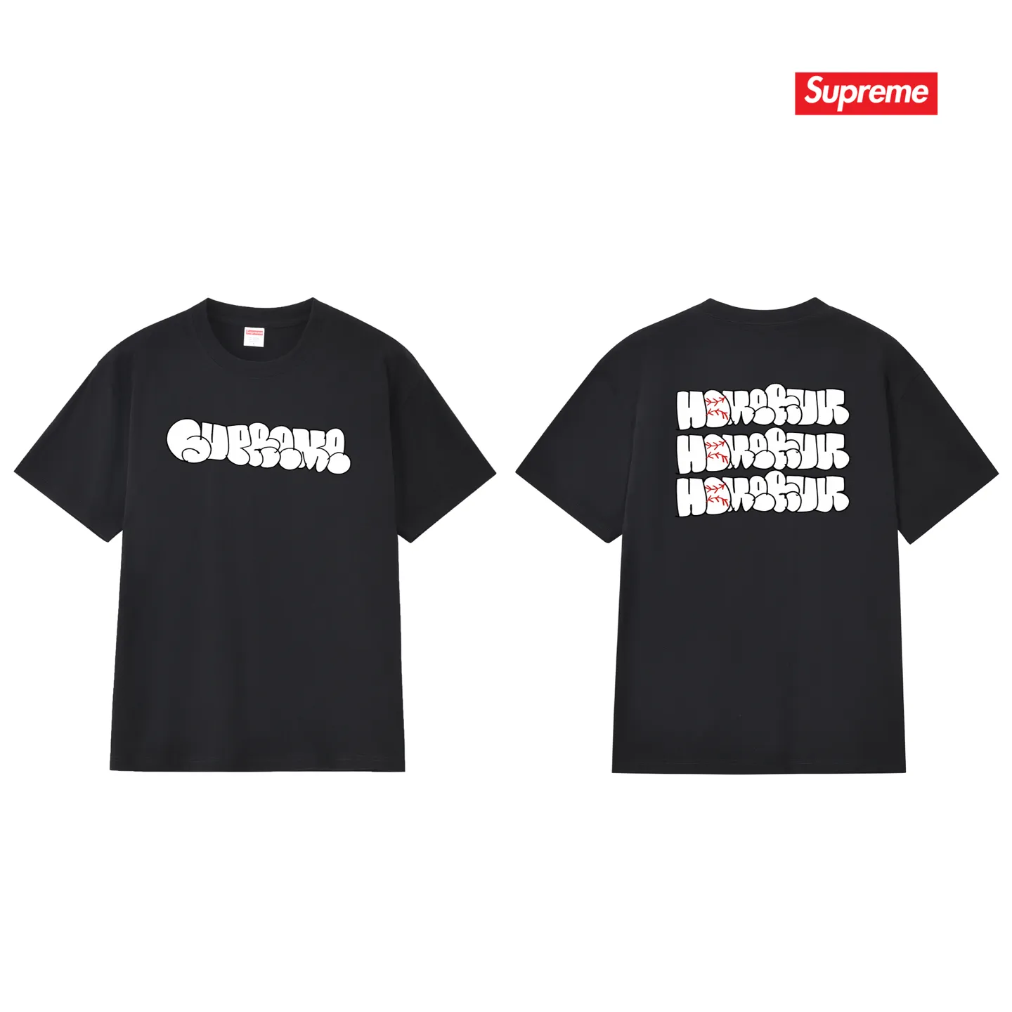 S151 P110💰 25SS HOMERUN co-branded loose pure cotton T-shirt top, short-sleeved, same style for men and women, trendy summer wear, loose fit, made of 260g combed cotton double yarn, all three standards are complete from fabric to accessories, ZP imported Matsui company's slurry printing will never crack, the whole piece adopts three-needle five-thread process. The neckline-shoulder seam-sleeve seam is double-lined, which looks more three-dimensional and textured) The same process as the original version, classic version Feel free to compare zp. The whole piece adopts three-needle five-thread craftsmanship (neckline-shoulder seam-sleeve seam double thread, which looks more three-dimensional and textured). It has the same craftsmanship as the original original, classic version. Color: black, white, light gray, navy blue, pink. Size: S M L XL XXL