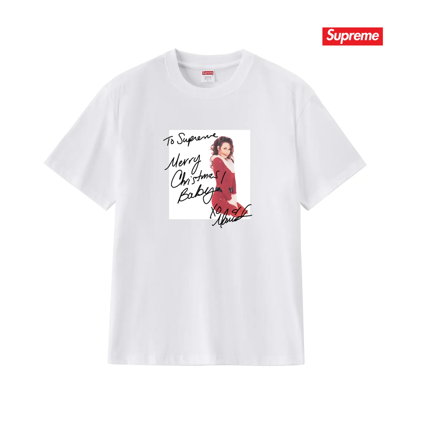 S258 P110💰 Supreme Week 17 Mariah Carey Tee Mariah Carey character print pattern Round neck American trendy T-shirt Same style for men and women Loose fit Made of 260g combed cotton double yarn From fabrics to accessories, all three standards are complete and follow ZP Imported Matsui company slurry printing will never crack The whole piece is made with a three-needle five-thread process. The neckline-shoulder seam-sleeve seam is double-lined, and it looks more three-dimensional and textured. The process is the same as the authentic original version. The classic version. Feel free to compare zp. The whole piece is made of a three-needle five-thread process. The neckline-shoulder seam-sleeve seam is double-threaded, which looks more three-dimensional and textured. The process is the same as the authentic original version. The classic version. Color: Black White Light Gray Pink Navy Size: S M L XL XXL