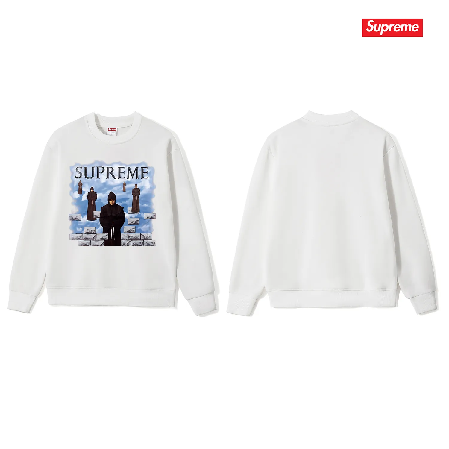 Style No. S1050 #terryp150💰 Velvet 160💰 Supreme Week 17 Bandana Box Logo Tee Cashew flower logo round neck sweatshirt Made of 400 grams of large terry (drop shoulder large version) fabric, soft texture and no pilling Imported environmentally friendly printing glue The pattern is bright and three-dimensional Quality 💥Same style for men and women The upper body is trendy Color: black white gray Size: S M L XL XXL