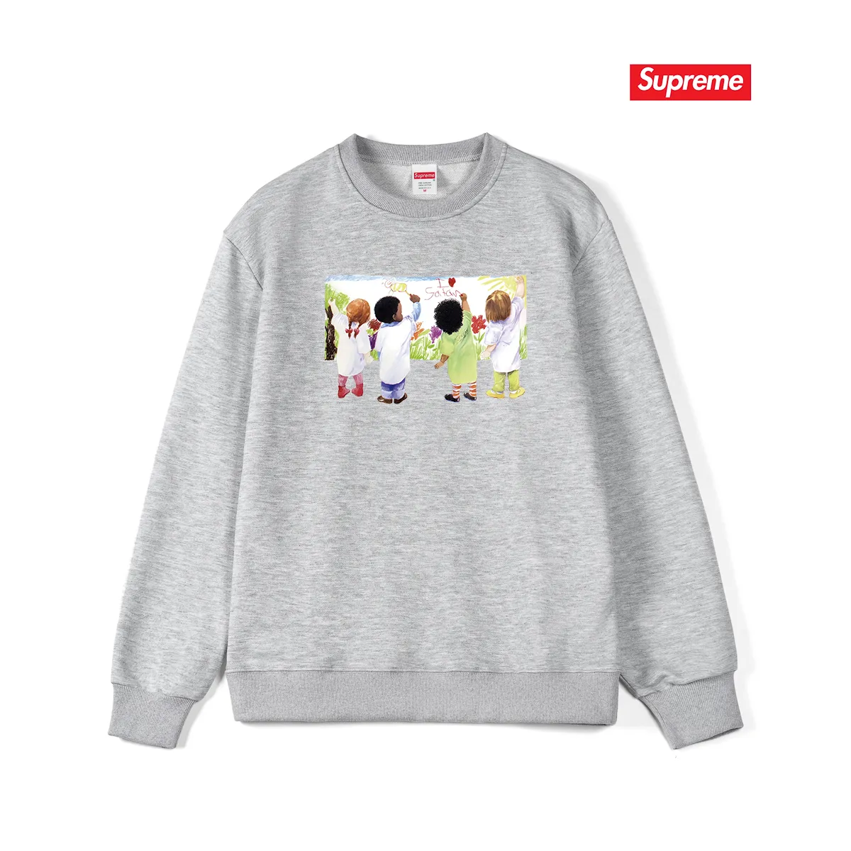 Style No. S1090 #terry p150💰 Velvet 160💰 Supreme SS19 Kids Tee Back children's graffiti round neck sweatshirt Made of 400 grams of large terry (drop shoulder large version) fabric, soft texture and no pilling Imported environmentally friendly printing glue The pattern is bright and three-dimensional Quality💥Same style for men and women The upper body is trendy Color: black white gray Size: S M L XL XXL