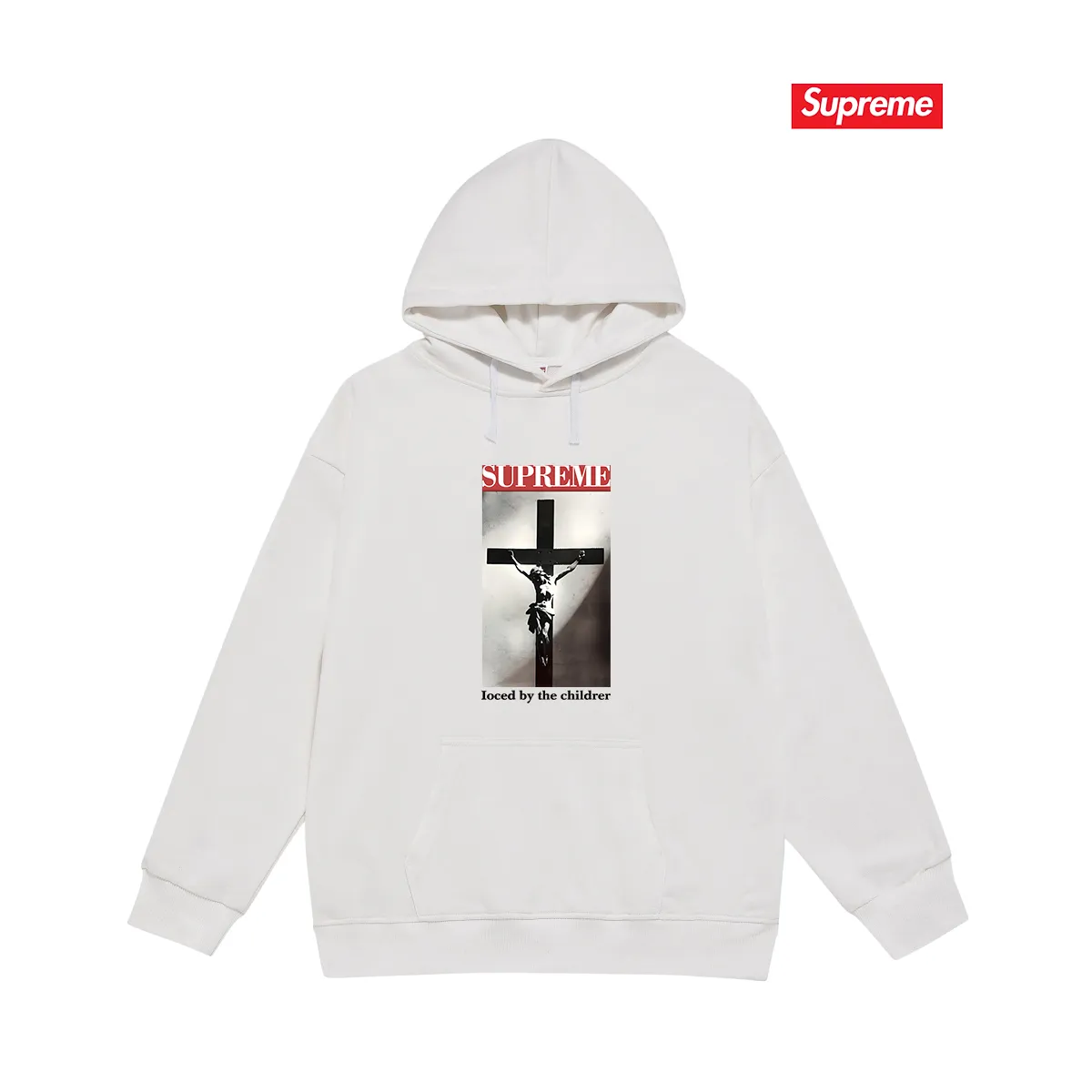 Style No. S2098 #terry P160💰 Velvet P170💰 Supreme SS20 Week 1 Loved By The Children Tee pattern hooded sweatshirt Made of 400g large terry 430g silver fox velvet (drop shoulder large version) fabric, soft texture and no pilling Imported environmentally friendly printing glue The pattern is bright and three-dimensional Quality 💥Same style for men and women The upper body is trendy Color: black white gray Size: S M L XL XXL
