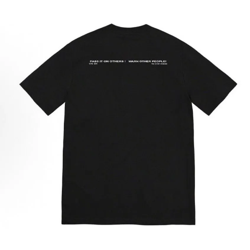 S144 P110💰 Sup 74FW Warning Tee Warning Prohibited Slogan Logo Short Sleeve New Couple T-Shirt Loose Loose Fit Made of 260g combed cotton double yarn All three standards from fabrics to accessories are complete ZP Imported Matsui Company slurry printing will never crack The whole piece adopts three-needle five-thread technology The neckline-shoulder seam-sleeve seam is double-lined, which looks more three-dimensional and textured) The same process as the original version, classic version Feel free to compare zp. The whole piece adopts three-needle five-thread craftsmanship. The neckline-shoulder seam-sleeve seam is double-threaded, which looks more three-dimensional and textured.) It has the same craftsmanship as the original original, classic version. Color: Black White Size: S M L XL XXL