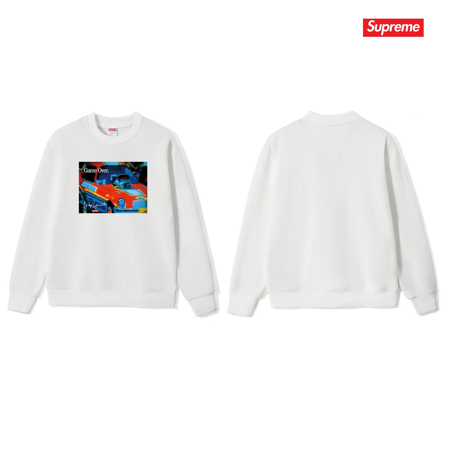 Style No. S1100 #terry p150💰 Velvet 160💰 Supreme Week4Supreme Game Over" round neck sweatshirt Made of 400 grams of large terry (drop shoulder large version) fabric, soft texture and no pilling Imported environmentally friendly printing glue The pattern is bright and three-dimensional Quality 💥Same style for men and women The upper body is trendy Color: black white gray Size: S M L XL XXL