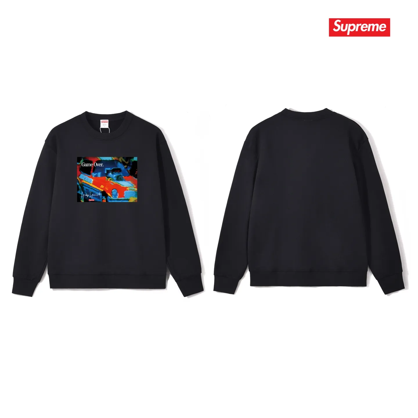 Style No. S1100 #terry p150💰 Velvet 160💰 Supreme Week4Supreme Game Over" round neck sweatshirt Made of 400 grams of large terry (drop shoulder large version) fabric, soft texture and no pilling Imported environmentally friendly printing glue The pattern is bright and three-dimensional Quality 💥Same style for men and women The upper body is trendy Color: black white gray Size: S M L XL XXL