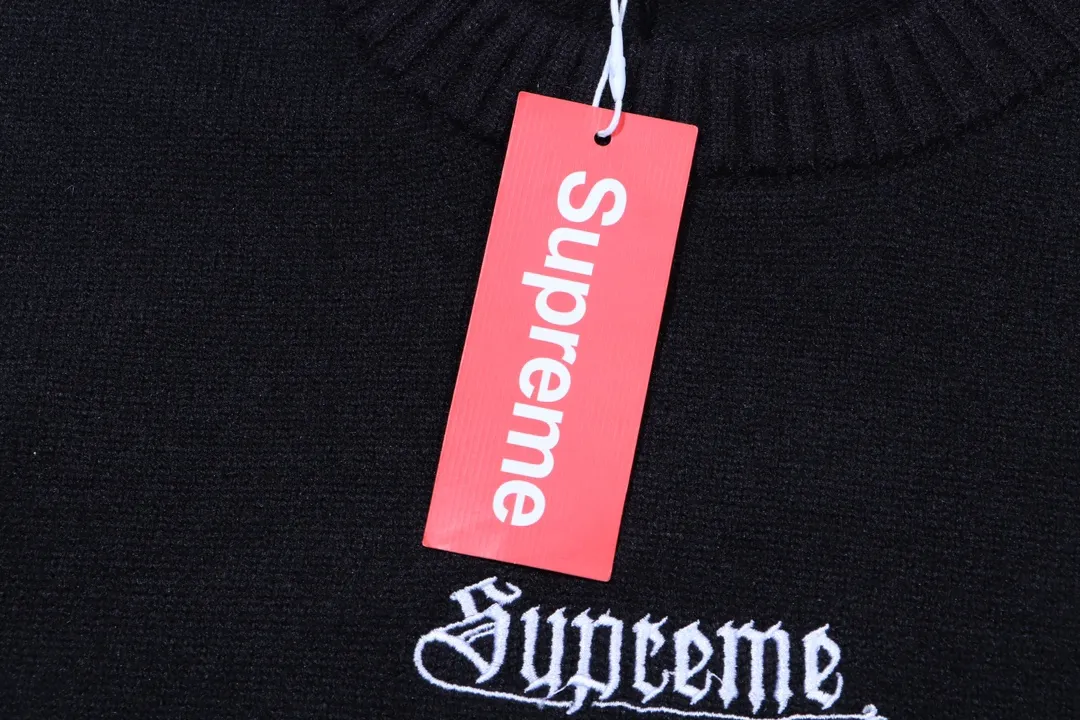 P300 Supreme new embroidered letter logo round neck wool knitted sweater Color: White Black Blue Pink Size: S M L XL XXL