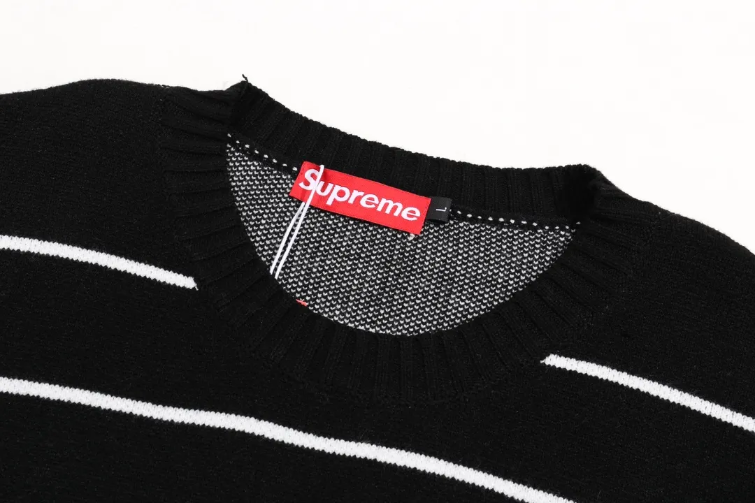 P300 Supreme new line letter stitching round neck wool sweater Color: Khaki White Black Size: S M L XL XXL