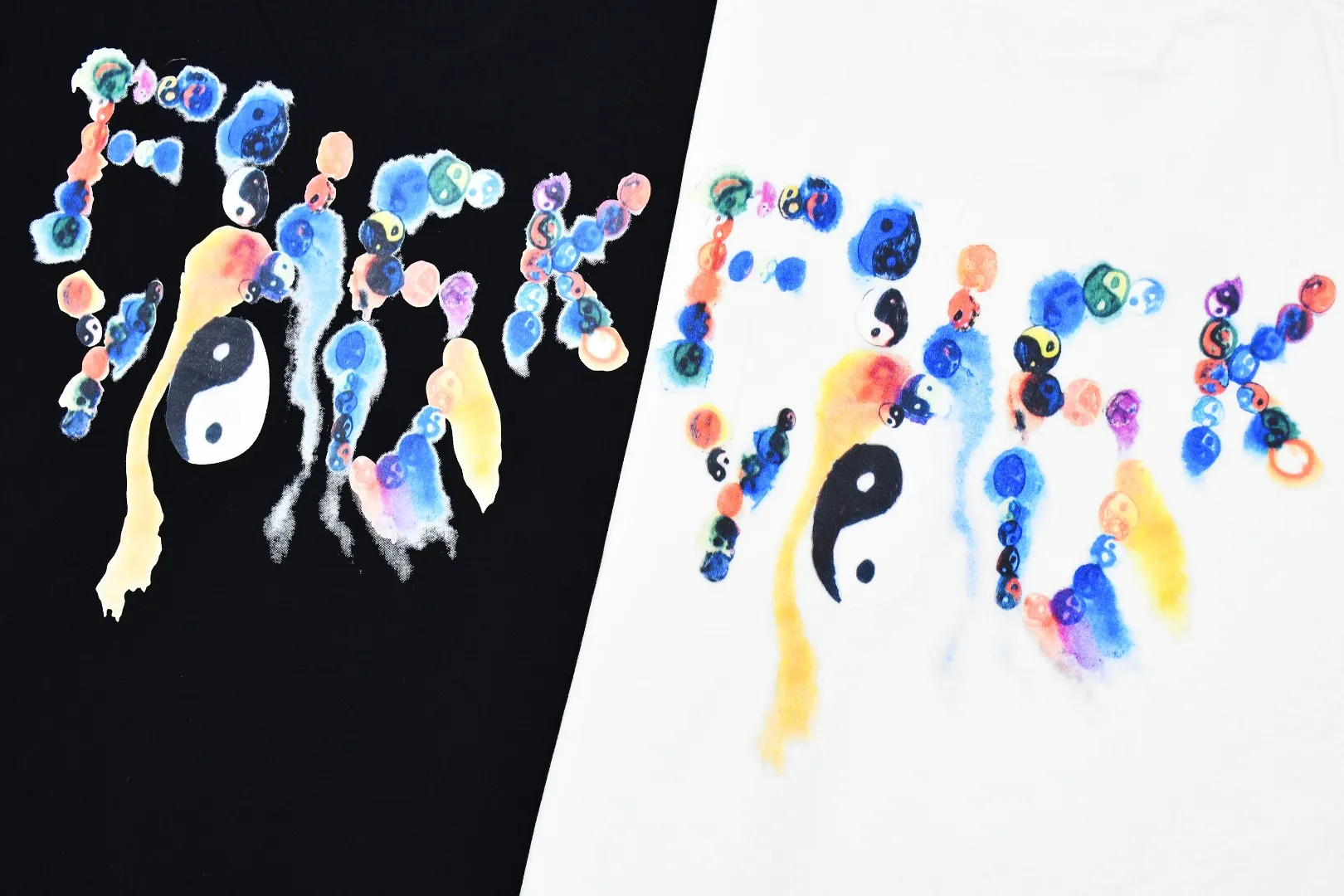 🅿️130 S153 top version Supreme 23FW YIN YANG TEE Yin Yang Tai Chi printed short-sleeved T-shirt. Refuse to look at pictures to make products. Refuse to compare wrong versions. Use cylindrical seamless technology (original technology. There are no stitched bones on the side of the clothes. Key points of identification) The fabrics are all custom-woven and dyed, 280g weight, 100% cotton, cylindrical fabric. Cylindrical fabric is a knitted fabric woven with a cylinder loom. The needles are distributed in a cylindrical shape on the fuselage. The gray fabric is a large cylinder, which needs to be opened and shaped before it can be used further. There are no slits on the side of the clothes, so there is no washing label on the side of ordinary short-sleeves. There is only one collar label behind the neck. The printing uses thermosetting ink printing imported from Belgium (different from conventional thermal transfer printing), also known as plastic ink, or self-adhesive ink. Its ingredients are: mainly composed of polyvinyl chloride (PVC) and phthalates. PVC and phthalates, solid color The thermoset ink is composed of a mixture of agents, stabilizers, and thickeners. It is not the digital direct printing advertised on the market. The printing texture of thermoset ink cannot be achieved by digital direct printing. The collar label has a watermark anti-counterfeiting effect, a real anti-counterfeiting layer, a version with a high probability of passing the inspection, and a high probability of passing the original packaging picture. Size：S-XL