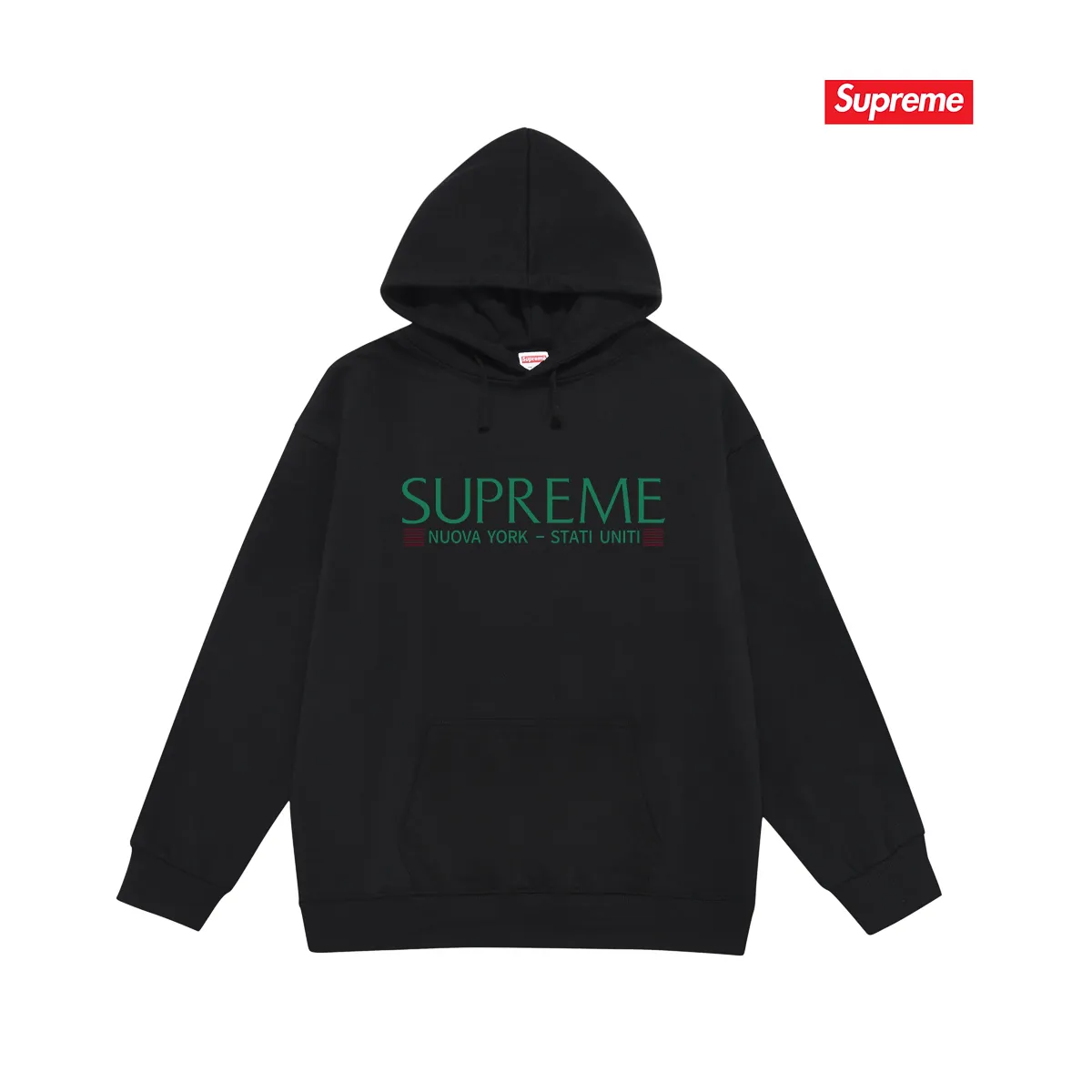 Style No. S2007 #terry P160💰 Velvet P170💰 Supreme Week 1 Nuova York Tee letter print hooded sweatshirt Made of 400g large terry 430g silver fox velvet (off-shoulder large version) fabric, soft texture and no pilling Imported environmentally friendly printing glue The pattern is bright and three-dimensional Quality 💥Same style for men and women The upper body is trendy Color: black white gray Size: S M L XL XXL