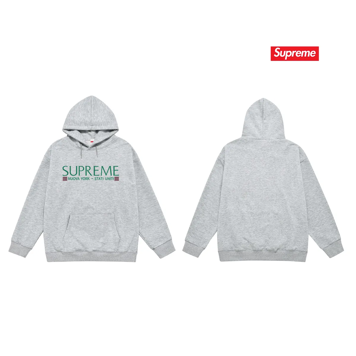 Style No. S2007 #terry P160💰 Velvet P170💰 Supreme Week 1 Nuova York Tee letter print hooded sweatshirt Made of 400g large terry 430g silver fox velvet (off-shoulder large version) fabric, soft texture and no pilling Imported environmentally friendly printing glue The pattern is bright and three-dimensional Quality 💥Same style for men and women The upper body is trendy Color: black white gray Size: S M L XL XXL