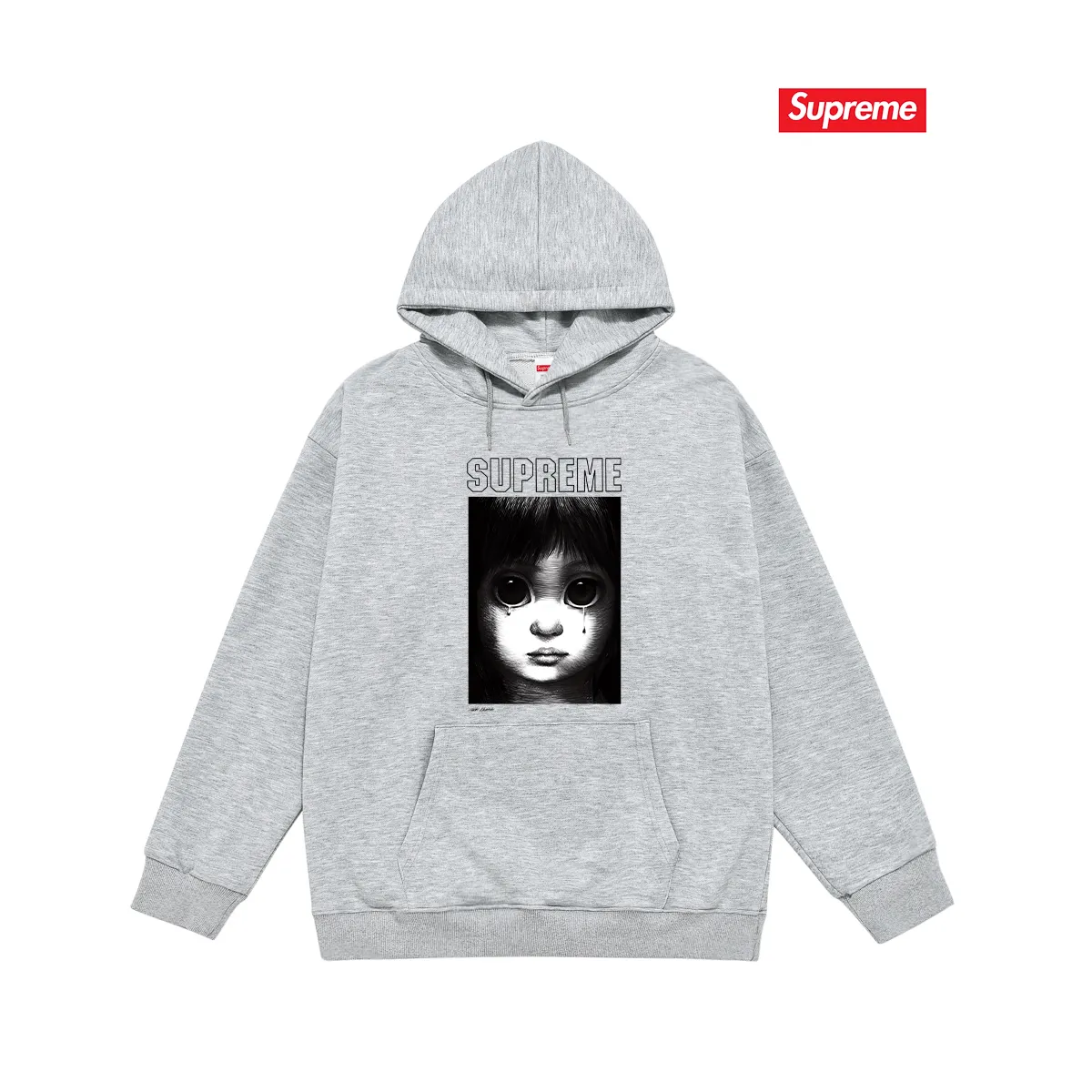 Style No. S2177 #terry P160💰 Velvet P170💰 Sup SS24 MARGARET KEANE co-branded character pattern printed hooded sweatshirt Made of 400g large terry 430g silver fox velvet (drop shoulder large version) fabric, soft texture and no pilling Imported environmentally friendly printing glue The pattern is bright and three-dimensional Quality 💥Same style for men and women The upper body is trendy Color: black white gray Size: S M L XL XXL