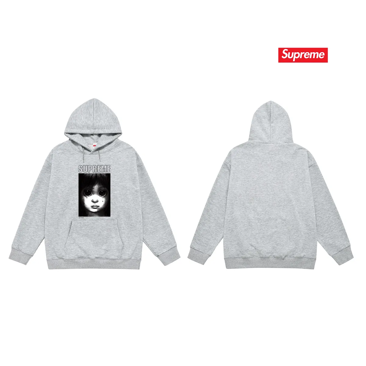 Style No. S2177 #terry P160💰 Velvet P170💰 Sup SS24 MARGARET KEANE co-branded character pattern printed hooded sweatshirt Made of 400g large terry 430g silver fox velvet (drop shoulder large version) fabric, soft texture and no pilling Imported environmentally friendly printing glue The pattern is bright and three-dimensional Quality 💥Same style for men and women The upper body is trendy Color: black white gray Size: S M L XL XXL
