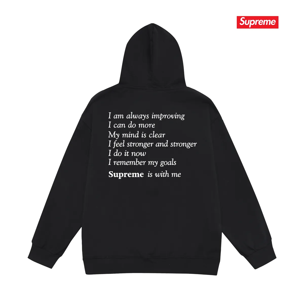 Style No. S2233 #terry P160💰 Velvet P170💰 Supreme Week 1 Stay Positive Tee Stay Positive English print hooded sweatshirt Made of 400g large terry 430g silver fox velvet (drop shoulder large version) fabric, soft texture and no pilling Imported environmentally friendly printing glue The pattern is bright and three-dimensional Quality 💥Same style for men and women The upper body is trendy Color: black white gray Size: S M L XL XXL