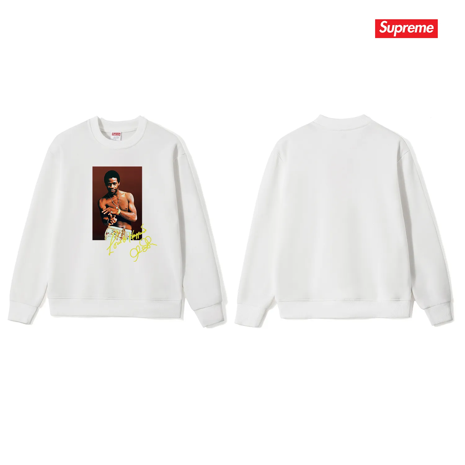 Style No. S1126 #terry p150💰 Velvet 160💰 SupremeSS22Week1AlGreenTee Al Green soul singer character print round neck sweatshirt Made of 400 grams of large terry (drop shoulder large version) fabric, soft texture and no pilling Imported environmentally friendly printing glue The pattern is bright and three-dimensional Quality💥Same style for men and women The upper body is trendy Color: black white gray Size: S M L XL XXL