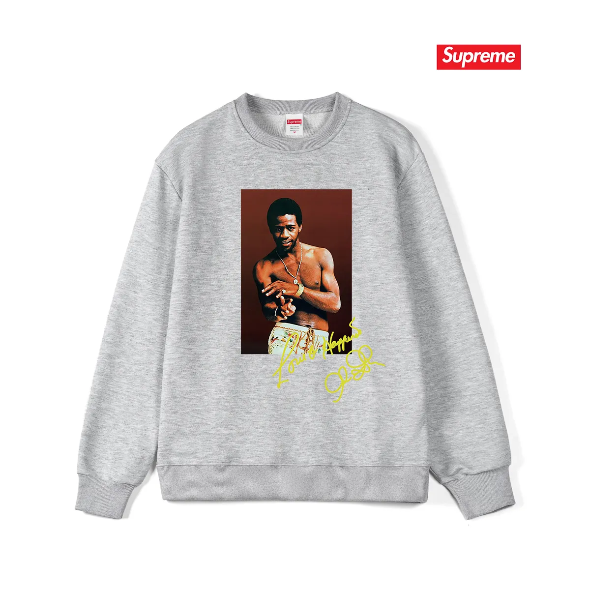 Style No. S1126 #terry p150💰 Velvet 160💰 SupremeSS22Week1AlGreenTee Al Green soul singer character print round neck sweatshirt Made of 400 grams of large terry (drop shoulder large version) fabric, soft texture and no pilling Imported environmentally friendly printing glue The pattern is bright and three-dimensional Quality💥Same style for men and women The upper body is trendy Color: black white gray Size: S M L XL XXL