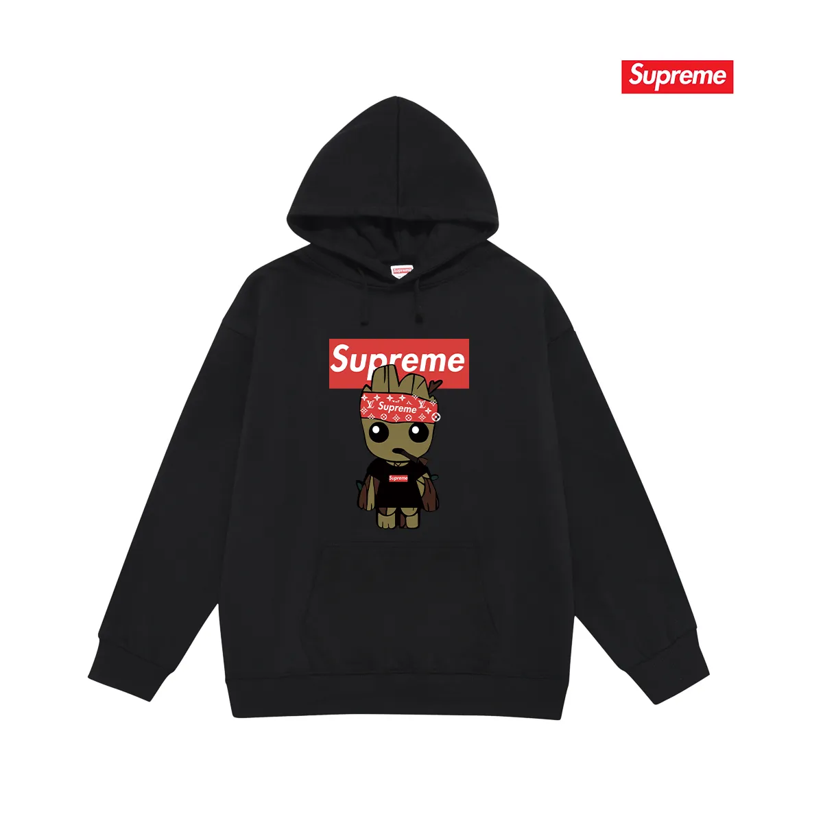 Style No. S2164 #terry P160💰 Velvet P170💰 Sup Cartoon animation print hooded sweatshirt Made of 400g large terry 430g silver fox velvet (drop shoulder large version) fabric, soft texture and no pilling Imported environmentally friendly printing glue The pattern is bright and three-dimensional Quality 💥Same style for men and women The upper body is trendy Color: black white gray Size: S M L XL XXL