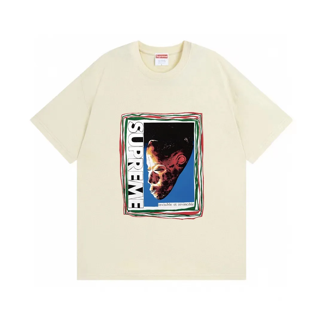 #S96 p110💰 Supreme SS22 Week 19 Mask Tee letter mask pattern printing, loose fit, using 260 grams of combed cotton double yarn, all three standards from fabrics to accessories, ZP, imported Matsui company slurry printing will never crack, the whole piece adopts three-needle five-thread process (neckline-shoulder seam-sleeve seam double line, looks more three-dimensional and textured) consistent with the original version, classic version Feel free to compare zp. The whole piece adopts three-needle five-thread craftsmanship (neckline-shoulder seam-sleeve seam double thread, which looks more three-dimensional and textured) and the same craftsmanship as the original original, classic version. Color: white, black, apricot, orange, light blue, dark green, size: S M L XL XXL