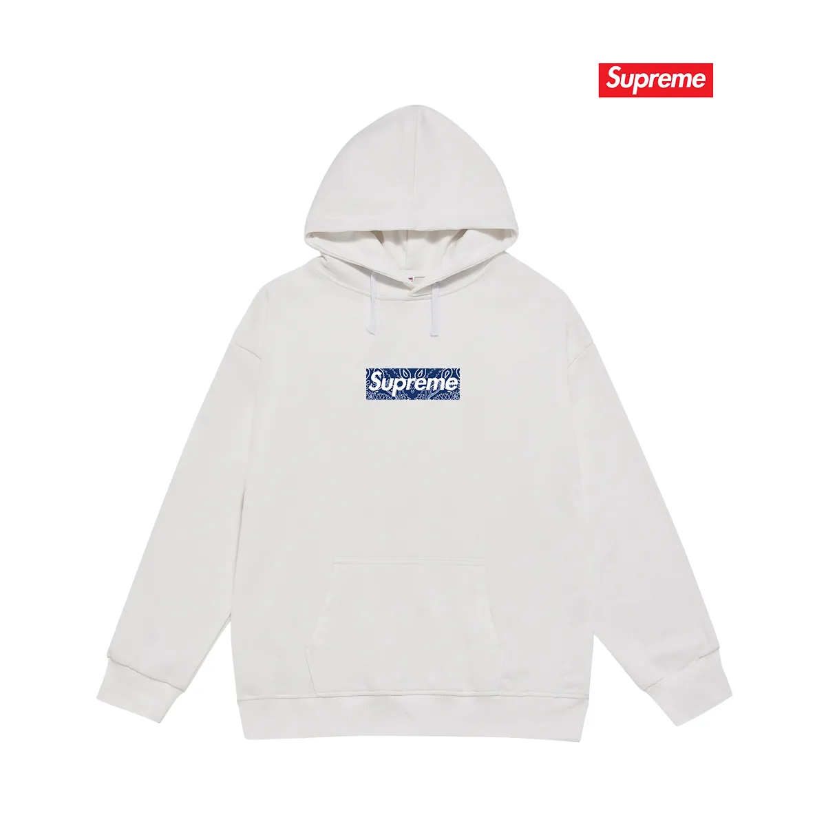 Style No. S2049 #terry P160💰 Velvet P170💰 Supreme Week 17 Bandana Box Logo Tee Cashew flower logo printed hooded sweatshirt Made of 400g large terry 430g silver fox velvet (drop shoulder large version) fabric, soft texture and no pilling Imported environmentally friendly printing glue The pattern is bright and three-dimensional Quality 💥Same style for men and women The upper body is trendy Color: black white gray Size: S M L XL XXL