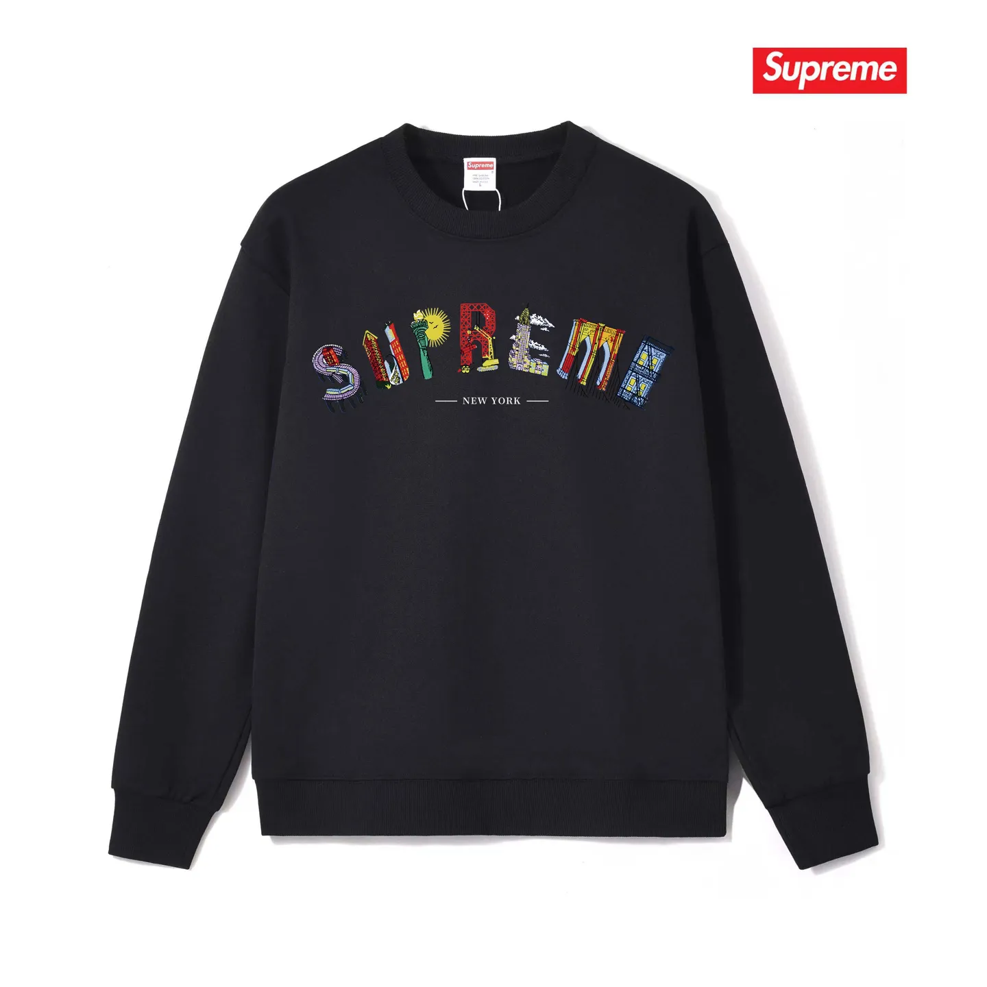 Style number S1137 #terry p150💰 plus velvet 160💰 Trendy brand new heavyweight pure cotton Sup letter printed round neck sweatshirt. Made of 400 grams of large terry (drop shoulder large version) fabric. The texture is soft and non-pilling. Imported environmentally friendly printing glue. The pattern is bright and three-dimensional. The quality is the same for men and women. The upper body is trendy. Color: black white gray Size: S M L XL XXL