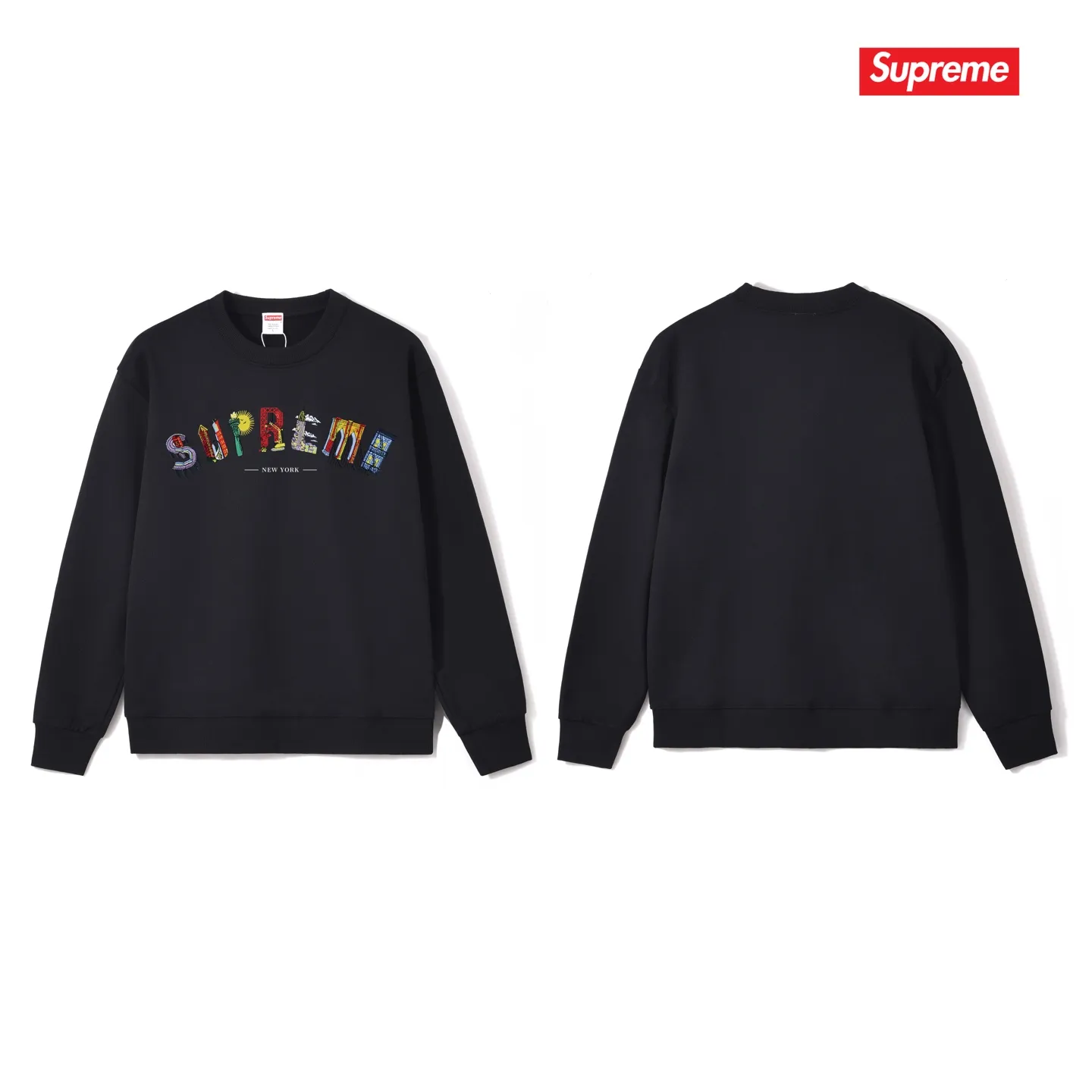 Style number S1137 #terry p150💰 plus velvet 160💰 Trendy brand new heavyweight pure cotton Sup letter printed round neck sweatshirt. Made of 400 grams of large terry (drop shoulder large version) fabric. The texture is soft and non-pilling. Imported environmentally friendly printing glue. The pattern is bright and three-dimensional. The quality is the same for men and women. The upper body is trendy. Color: black white gray Size: S M L XL XXL