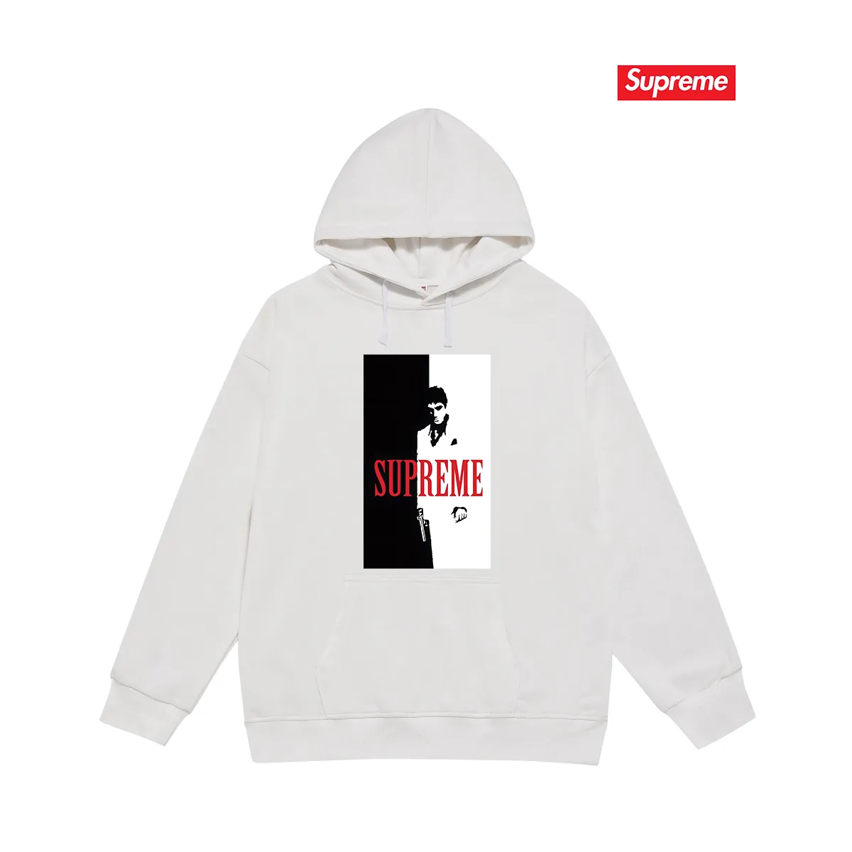 Style No. S2159 #terry P160💰 Velvet P170💰 Street sp scarface Scarface movie poster character limited edition hooded sweatshirt Made of 400g large terry 430g silver fox velvet (drop shoulder large version) fabric, soft texture and no pilling Imported environmentally friendly printing glue The pattern is bright and three-dimensional Quality 💥Same style for men and women The upper body is trendy Color: black white gray Size: S M L XL XXL