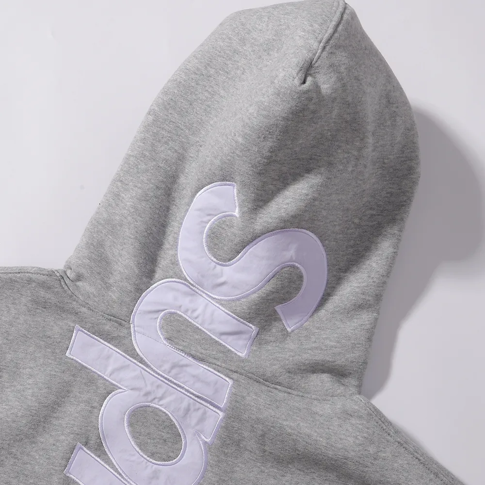 P200 sup embroidered letters hooded sweatshirt black gray size chart size S M L XL bust 60 62 64 66 length 70 72 74 76 shoulder width 58 60 62 64