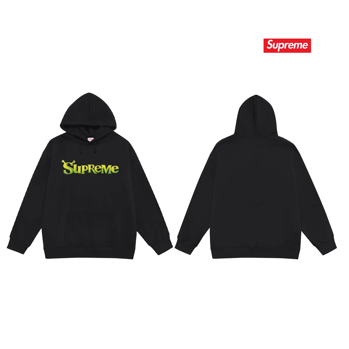 Style No. S2080 #terry P160💰 Velvet P170💰 Supreme Week 1 Shrek Tee solid color letter logo printed hooded sweatshirt Made of 400g large terry 430g silver fox velvet (drop shoulder large version) fabric, soft texture and no pilling Imported environmentally friendly printing glue The pattern is bright and three-dimensional Quality 💥Same style for men and women The upper body is trendy Color: black white gray Size: S M L XL XXL