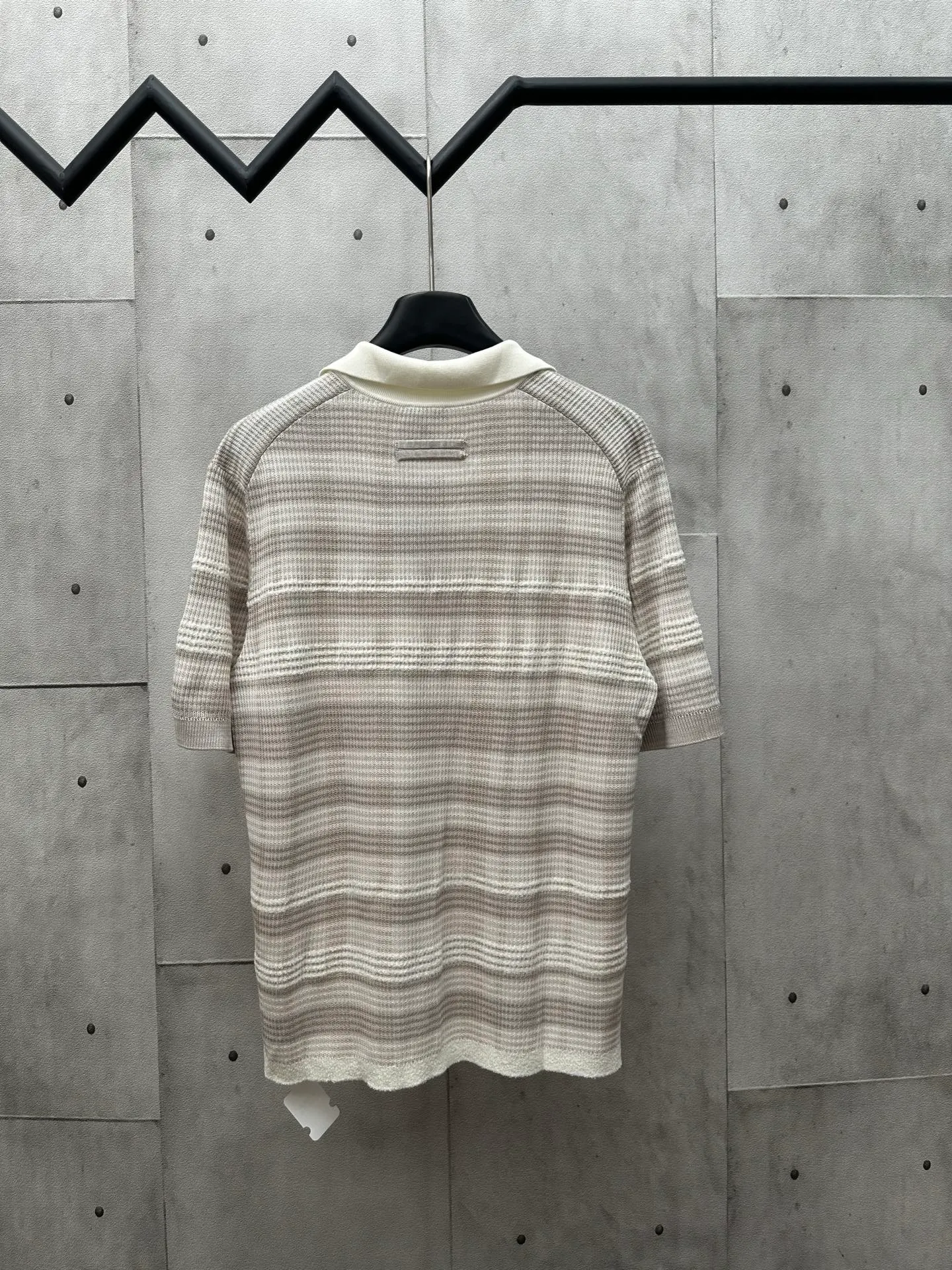🅿️520 ZEGNA 25ss new white and gray striped knitted POLO shirt Size: S M L