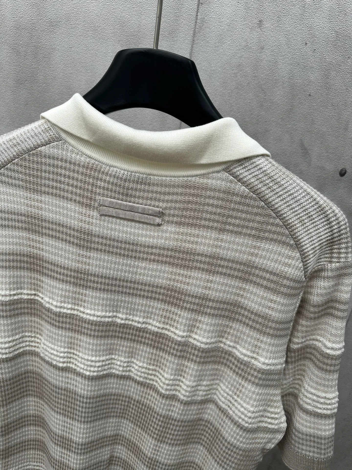 🅿️520 ZEGNA 25ss new white and gray striped knitted POLO shirt Size: S M L