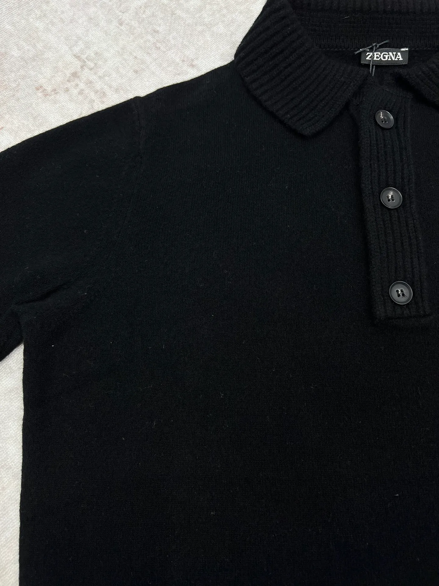 🅿️620 Zegna 25ss new solid color knitted POLO shirt black high version code number: S.ML.XL.
