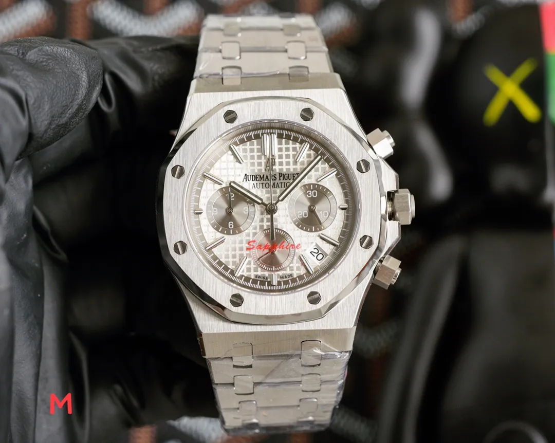 【High-end replica】💰1300! Audemars Piguet AP Royal Oak series coated glass, size 42mm*14mm, stainless steel strap, equipped with Japan's multi-functional imported Citizen quartz movement, octagonal brushed steel case with mesh surface, cold, domineering, different tough guy