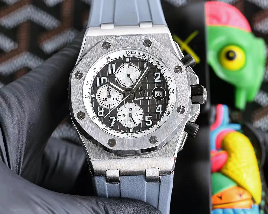 【Customized all-in-one machine】💰1720! Audemars Piguet AP Royal Oak Offshore series coated glass, size 45mm*14mm, Italian rubber strap with original pin buckle with AP logo, equipped with fully automatic imported Citizen 9015 all-in-one mechanical movement, octagonal brushed steel case with digital grid surface, cold, domineering, different tough guy