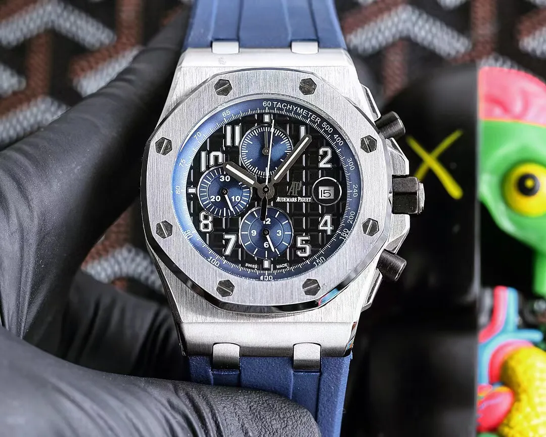【Customized all-in-one machine】💰1720! Audemars Piguet AP Royal Oak Offshore series coated glass, size 45mm*14mm, Italian rubber strap with original pin buckle with AP logo, equipped with fully automatic imported Citizen 9015 all-in-one mechanical movement, octagonal brushed steel case with digital grid surface, cold, domineering, different tough guy