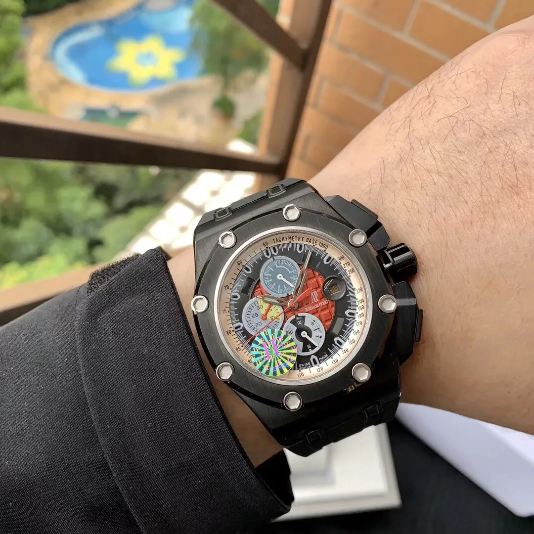 【Foreign trade import】💰3600! Audemars Piguet-Royal Oak Offshore‼ ️The Royal Oak Offshore grandly launches a new model. This watch cancels the Arabic numerals, making the dial look more concise and capable. Size: 44MM*13MM [Driving by the Male God] Movement: Original fully automatic mechanical movement imported from Japan [0⃣️error] Mirror: Anti-glare treated sapphire crystal glass [Never wear] Material: Imported 316 stainless steel Case Strap: Imported rubber strap Buckle: Original pin buckle🔥Top quality products continue to be produced🔥