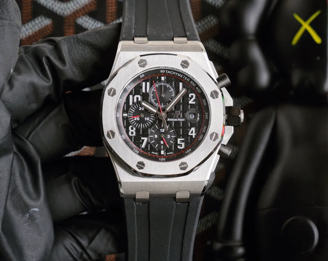 【High-end replica】💰1720! Audemars Piguet AP Royal Oak Offshore Series Coated Glass Size 45mm*14mm Italian rubber strap with AP original pin buckle Equipped with a fully automatic mechanical movement Octagonal brushed steel case with digital grid surface Cold, domineering, a different tough guy