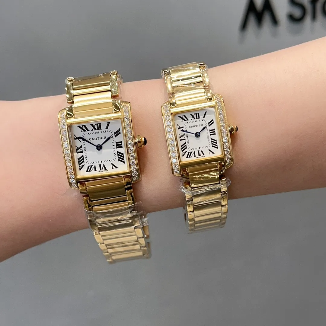 【High-end replica】💰1160! Cartier French Tank Series TankFrancaise, Swiss quartz movement, 316L stainless steel case bracelet, tempered crystal mirror, gemstone bead crown, medium size: width 27mm, length 32mm, small size: width 21.2mm, length 25.7mm