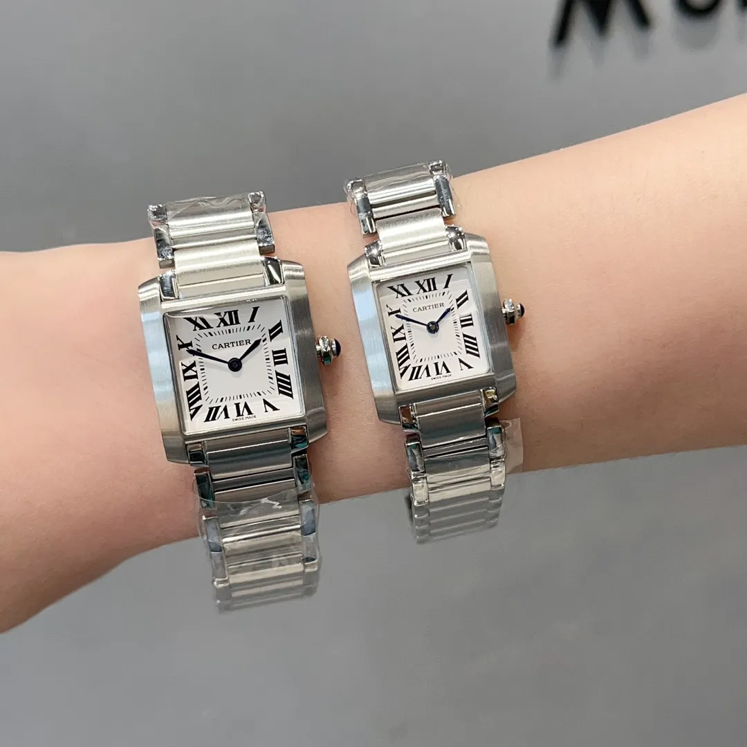 【High-end replica】💰1160! Cartier French Tank Series TankFrancaise, Swiss quartz movement, 316L stainless steel case bracelet, tempered crystal mirror, gemstone bead crown, medium size: width 27mm, length 32mm, small size: width 21.2mm, length 25.7mm