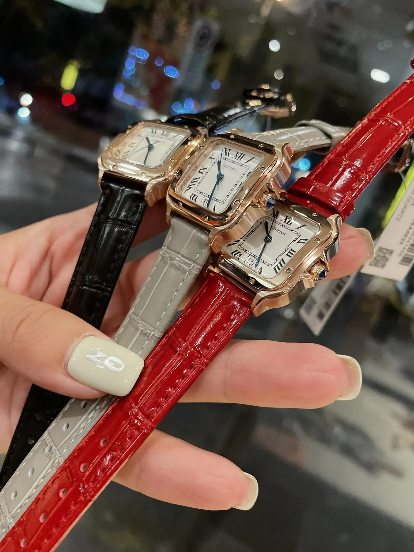【Foreign trade import】💰960! Cartier Santos case, stainless steel dial, steel blue classic Roman numeral hands, imported movement, spinel sapphire crown, imported calfskin, size: 28mm