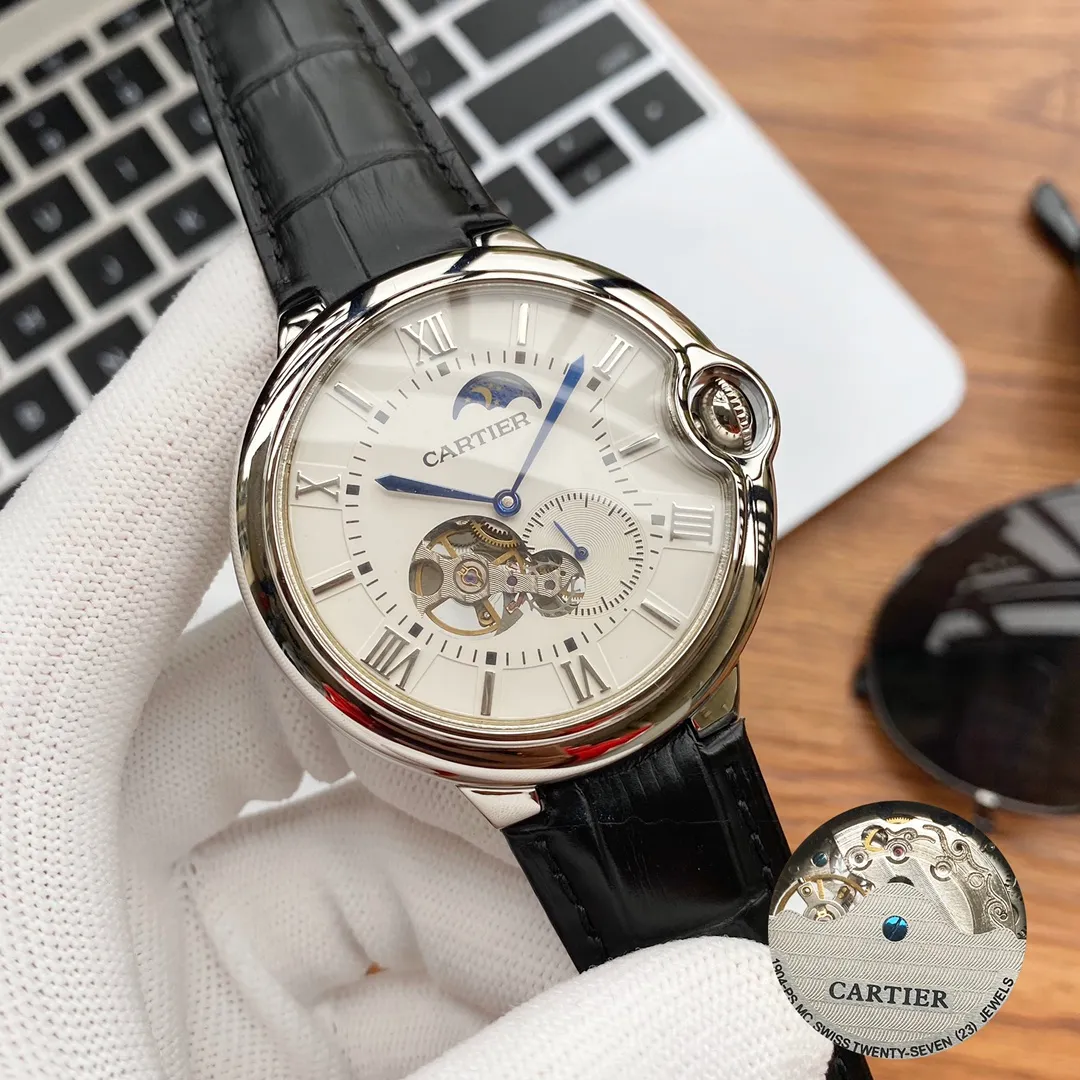 【Foreign trade import】💰1220! Cartier-CARTIER Type: Men's watch Case: 316 stainless steel (excellent workmanship) Strap: Imported calfskin/316 stainless steel (two options available) Movement: Advanced customized fully automatic mechanical movement (stable travel time) Material: Advanced reinforced coating mirror Size: diameter 44mm, thickness 13mm