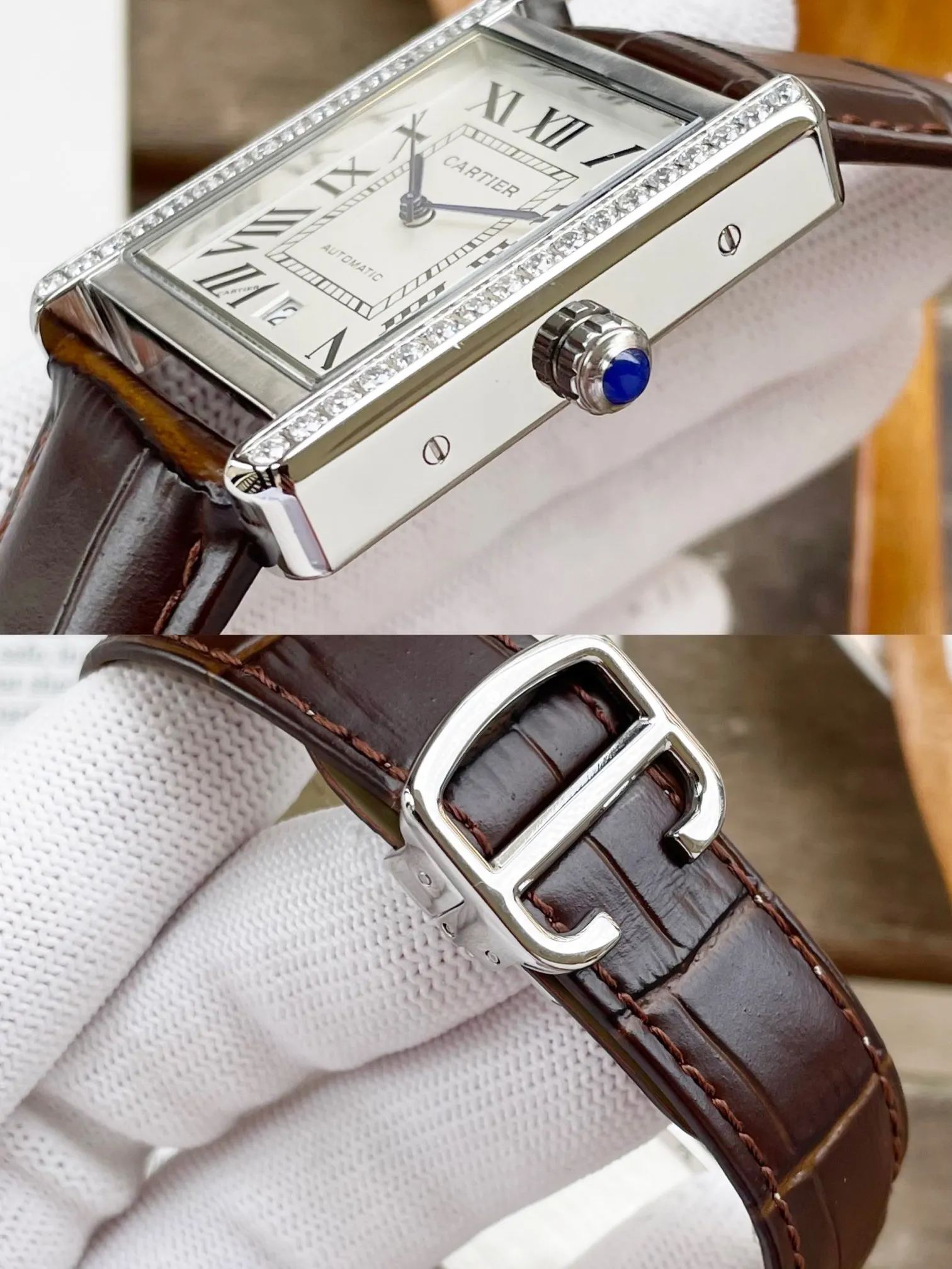【High-end replica】💰1300! 【Customized all-in-one machine】💰1920! Cartier ⌚️CARTIER Tank Series Men's Mechanical Watch 💯New Citizen 9015 all-in-one automatic mechanical movement with accurate travel time, 🅾️Reworked 💯316L stainless steel case with imitation machine workmanship Case size 31*41 💯Wear-resistant and scratch-resistant sapphire mirror 💯Cow leather strap with original folding clasp! Welcome to reprint!