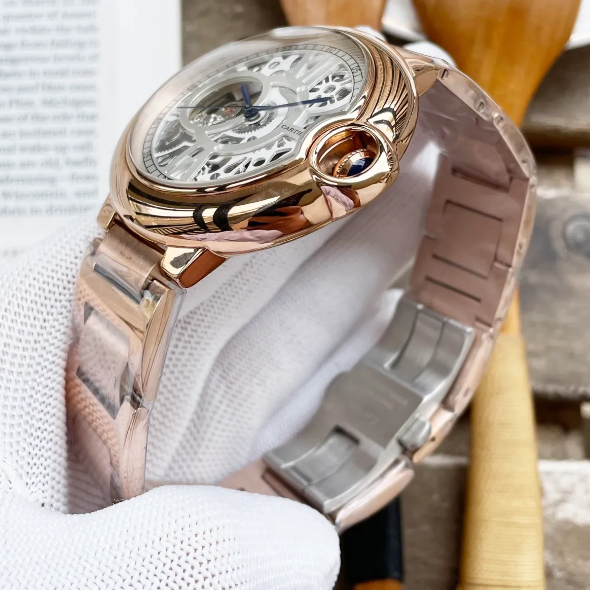 【High-end replica】💰1500! Cartier - CARTIER blue balloon hollow watch series, fully automatic men's mechanical bowl watch (the hollow movement design is more handsome) 316 stainless steel case sword-shaped hands, super mineral glass mirror, belt steel strap selection, imported Italian cowhide, table diameter 44/12mm, upgraded version 100 meters deep waterproof