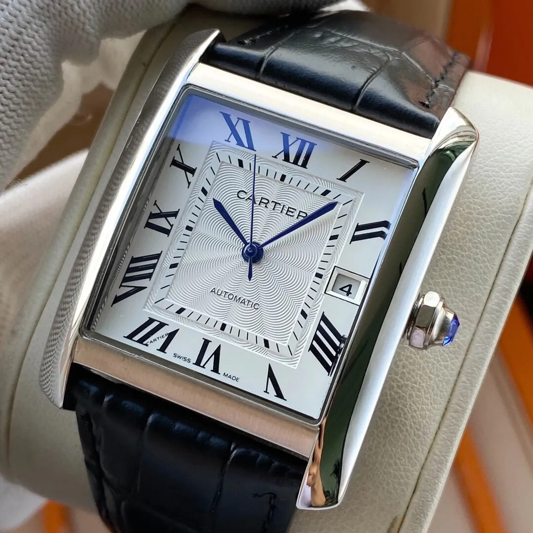 【Foreign trade import】💰1200! CARTIER TANK MC watch: Mechanically simple and elegant watch, stainless steel case, stainless steel multi-faceted crown, decorated with a multi-faceted synthetic spinel, simple and elegant square dial, sword-shaped hands, see-through checkered mechanical movement, elegant streamlined shell, retro luxury, adding a sparkling artistic sense to the watch! 🔥Top quality products with constant quality🔥