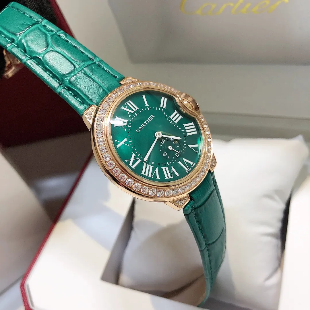 【Foreign trade import】💰960! Cartier - [CARTIER] Blue Balloon color-toned popular two-and-a-half-hand series goddess watch, 316L stainless steel case, deep sea mother-of-pearl literal diamond nail scale, imported quartz movement, the latest and most pink color, super white hands, great appearance and temperament! Size: 36mm "MX real shot"