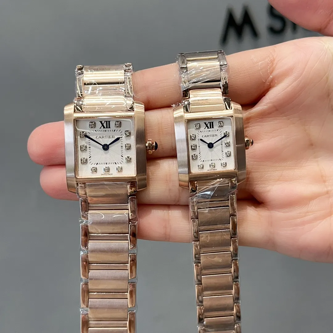 【High-end replica】💰1160! Cartier French Tank Series TankFrancaise, Swiss quartz movement, 316L stainless steel case bracelet, tempered crystal mirror, gemstone bead crown, medium size: width 27mm, length 32mm, small size: width 21.2mm, length 25.7mm