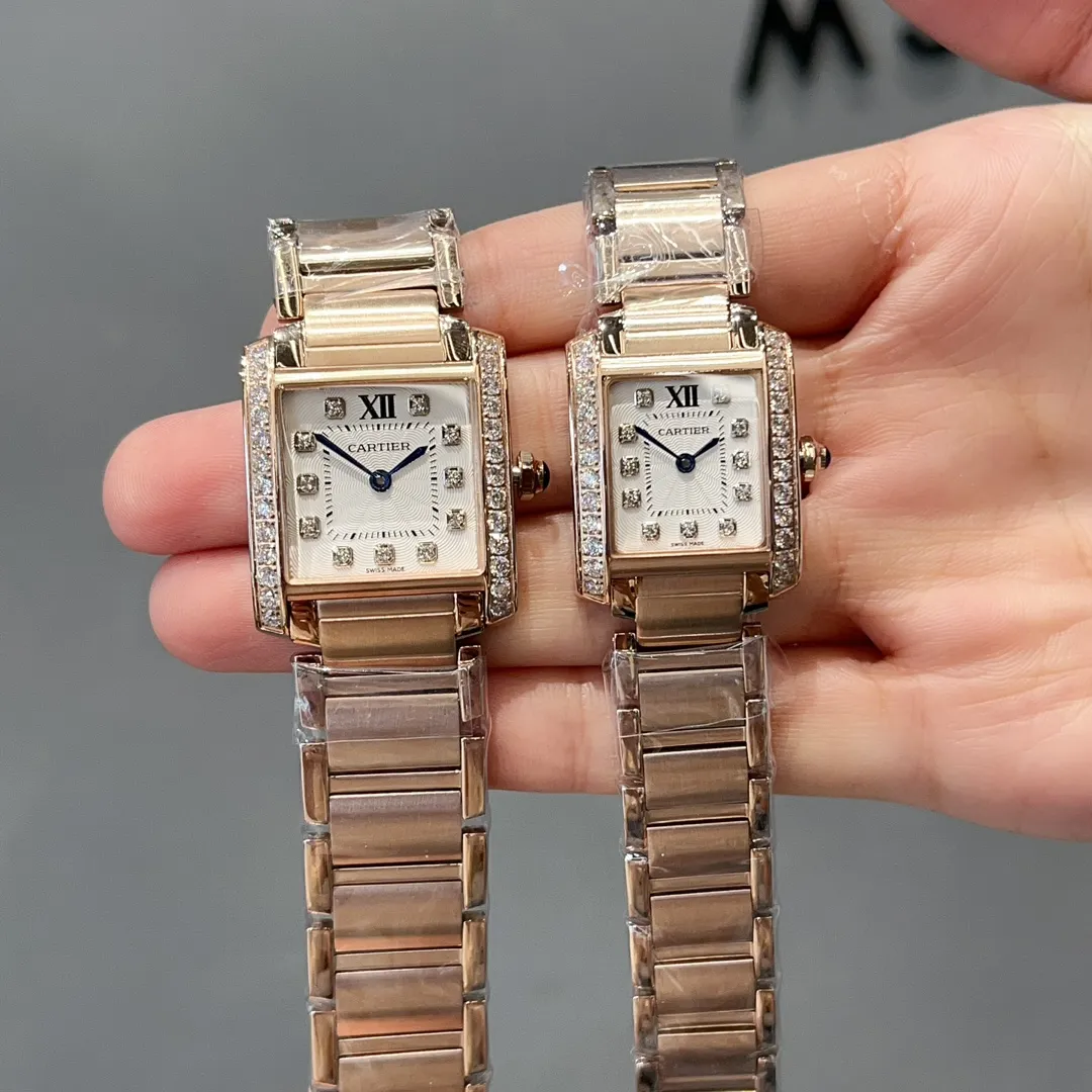 【High-end replica】💰1160! Cartier French Tank Series TankFrancaise, Swiss quartz movement, 316L stainless steel case bracelet, tempered crystal mirror, gemstone bead crown, medium size: width 27mm, length 32mm, small size: width 21.2mm, length 25.7mm